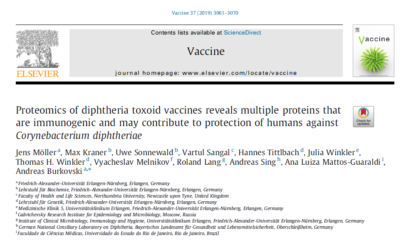 Towards page "Proteomics of diphtheria toxoid vaccines reveals multiple proteins that are immunogenic and may contribute to protection of humans against Corynebacterium diphtheriae"