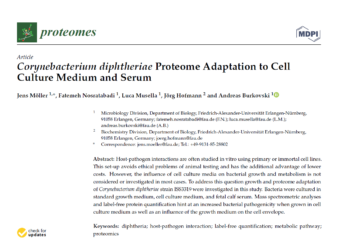 Zur Seite: Corynebacterium diphtheriae Proteome Adaptation to Cell Culture Medium and Serum